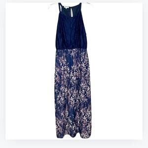 Maurices maxi dress blue halter floral flowy romantic flowy flattering size XL